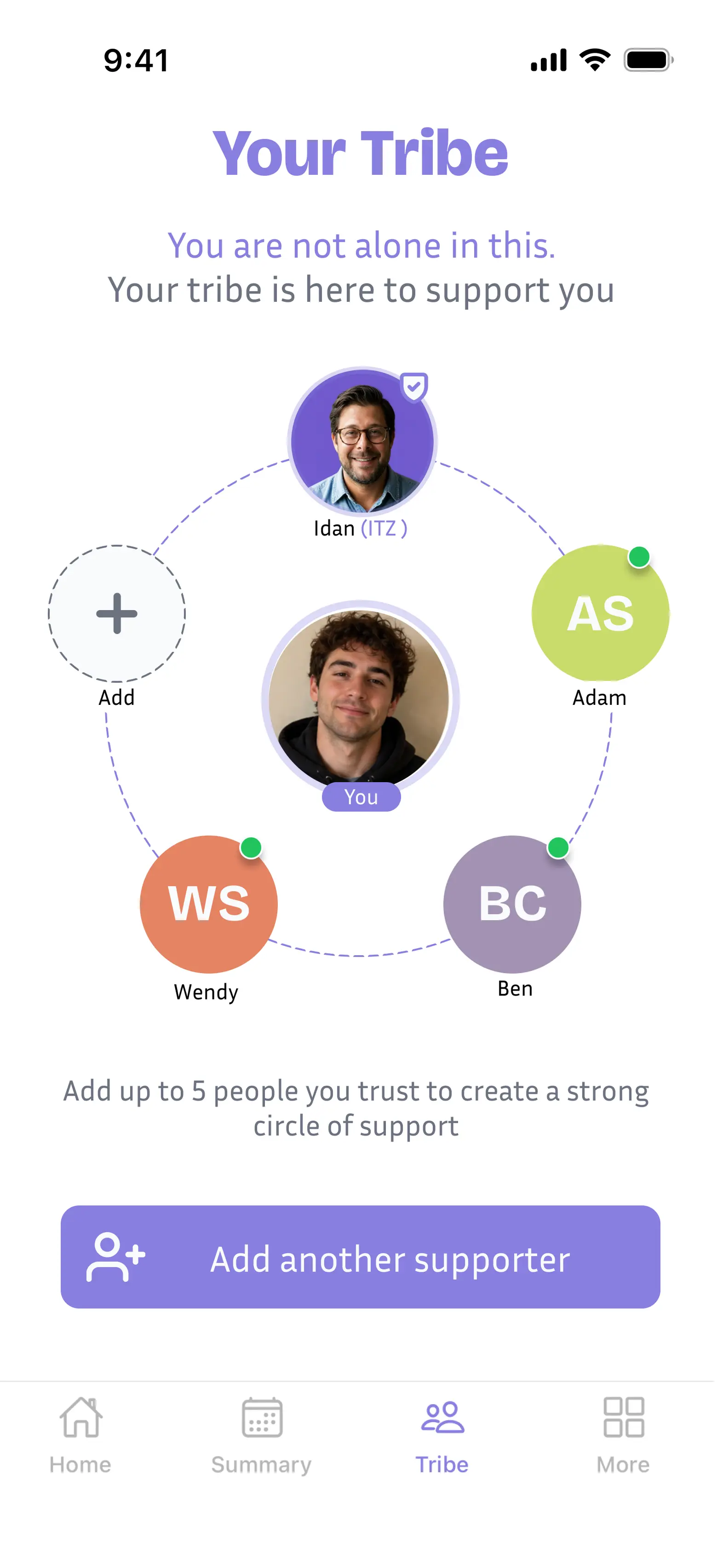 Your Tribe app screen